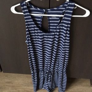 Striped Navy and Grey Romper